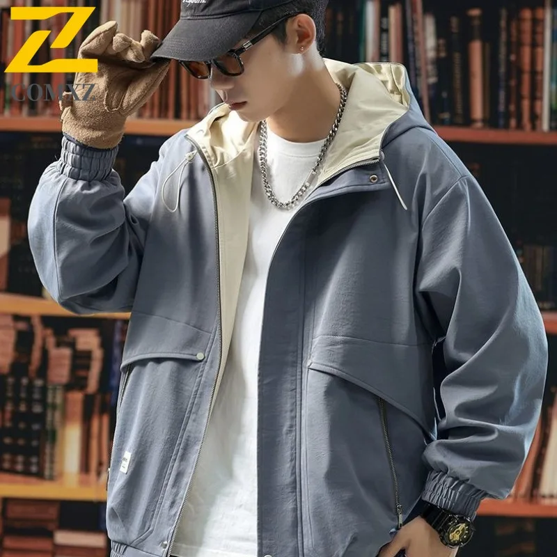 COMXZ Men Overcoat 2025 Scratch Resistant Adventure Climbing High-Quality Lightweight Jacket Hiking Cycling Outdoor Camping Coat