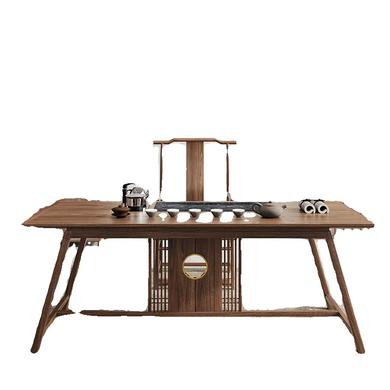 

New Chinese, North American, Black Walnut, Tea Table, New Chinese, Zen, Table and Chair, Combination