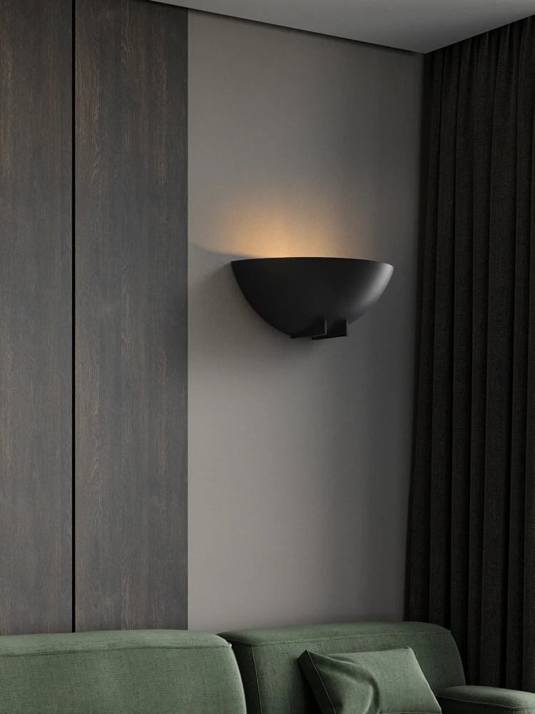 Italian Style Luxury All Copper Wall Sconce, Black Gold Creative Half Sphere Wall Mounted Light Fixture for Hallway Bedside