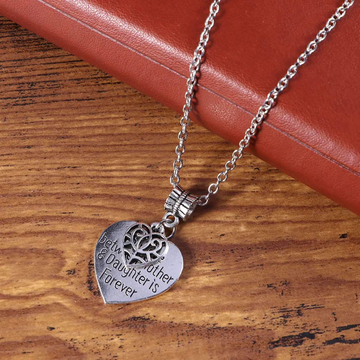 Heart Charm Necklace Mom Daughter Jewelry The Love Between Mother and Daughter for Mother's Day Birthday
