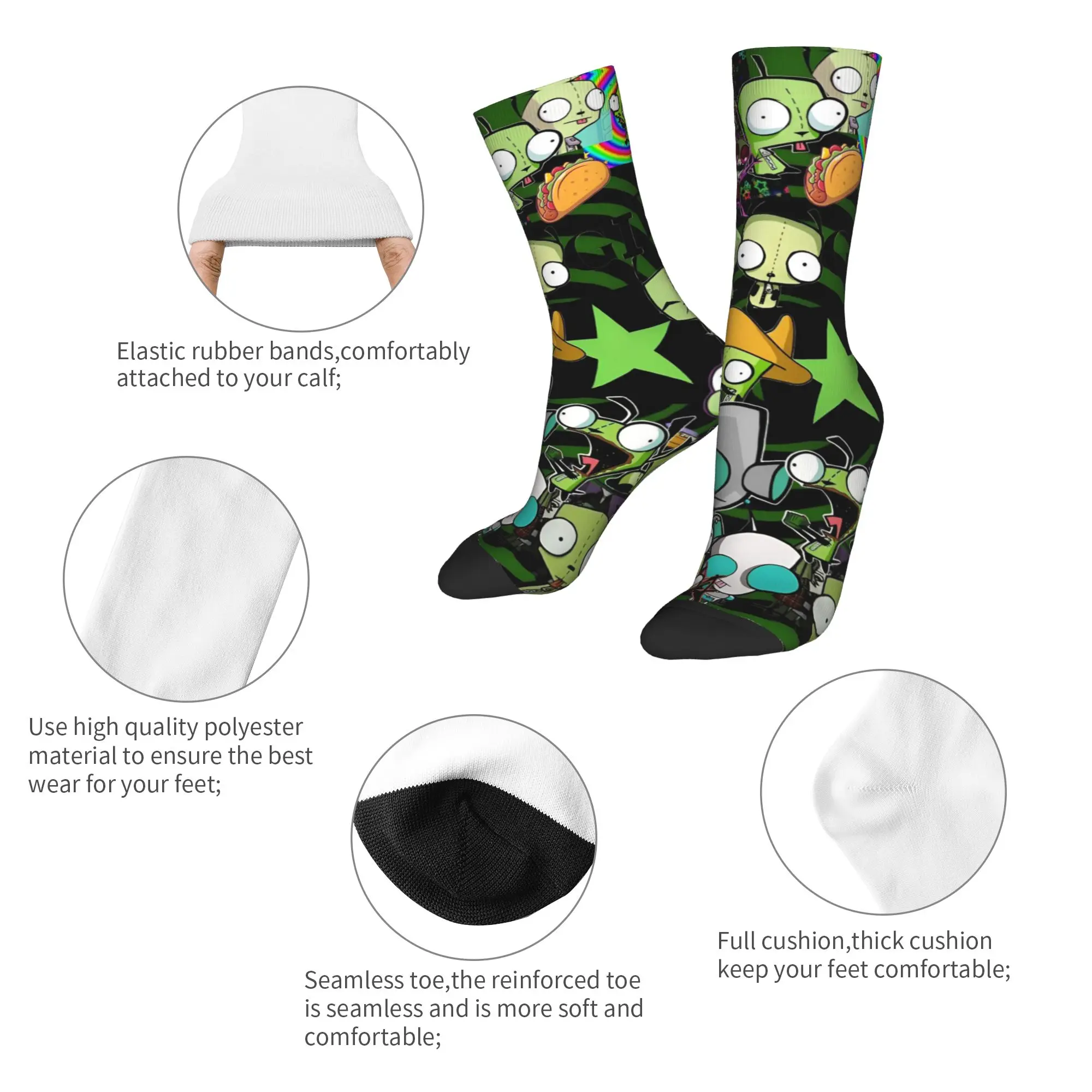 New Men's Socks Harajuku Invaders Zims  Sock Polyester Kawaii  High Quality Women's Socks Spring Summer Autumn Winter,