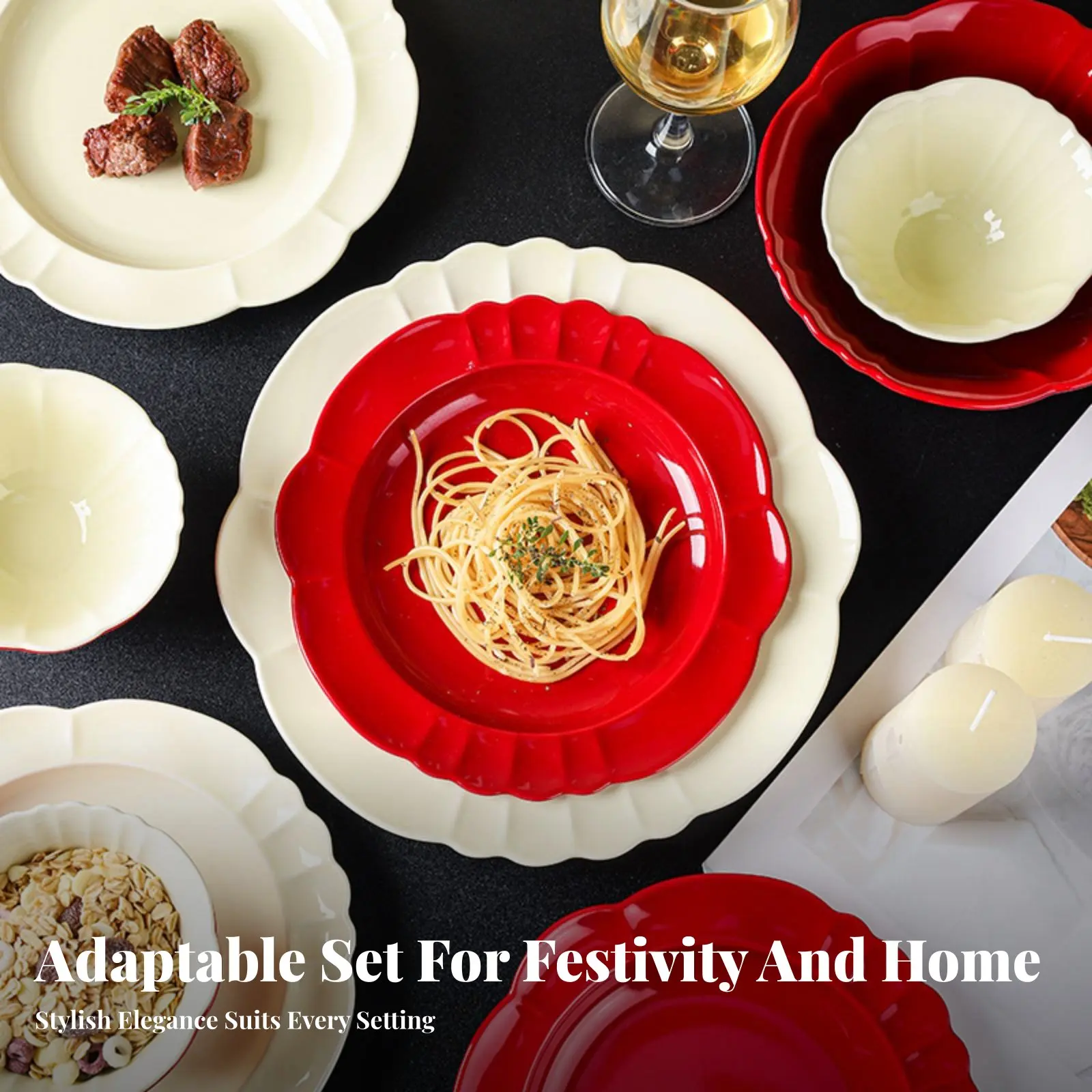 

Набор керамической посуды, красные тарелки и миски, подарок на свадьбу, подарок на новоселье, минималистичная столовая посуда в подарочной коробке