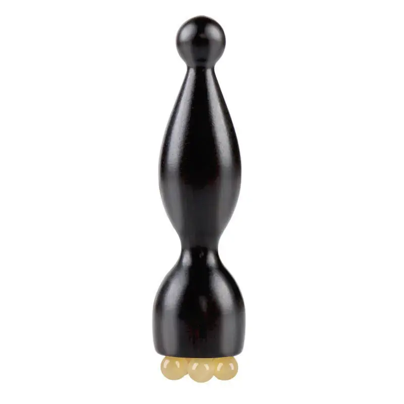 1PC Lotus Shape Wooden Gua Sha Facial Massager With Brass Bead Eye Roller Acupoint Tool For Face Relaxation Skin Care view 5