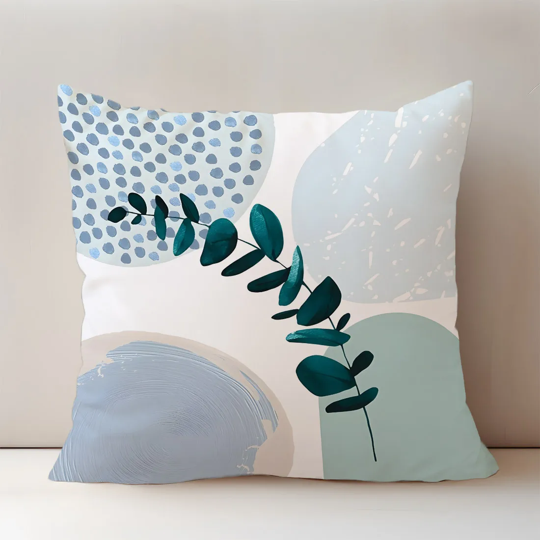 

1 x Bohemian Teal Geometric Print Throw Pillow Cover - Polyester, Machine Washable, Great for Living Room, Bedroom
