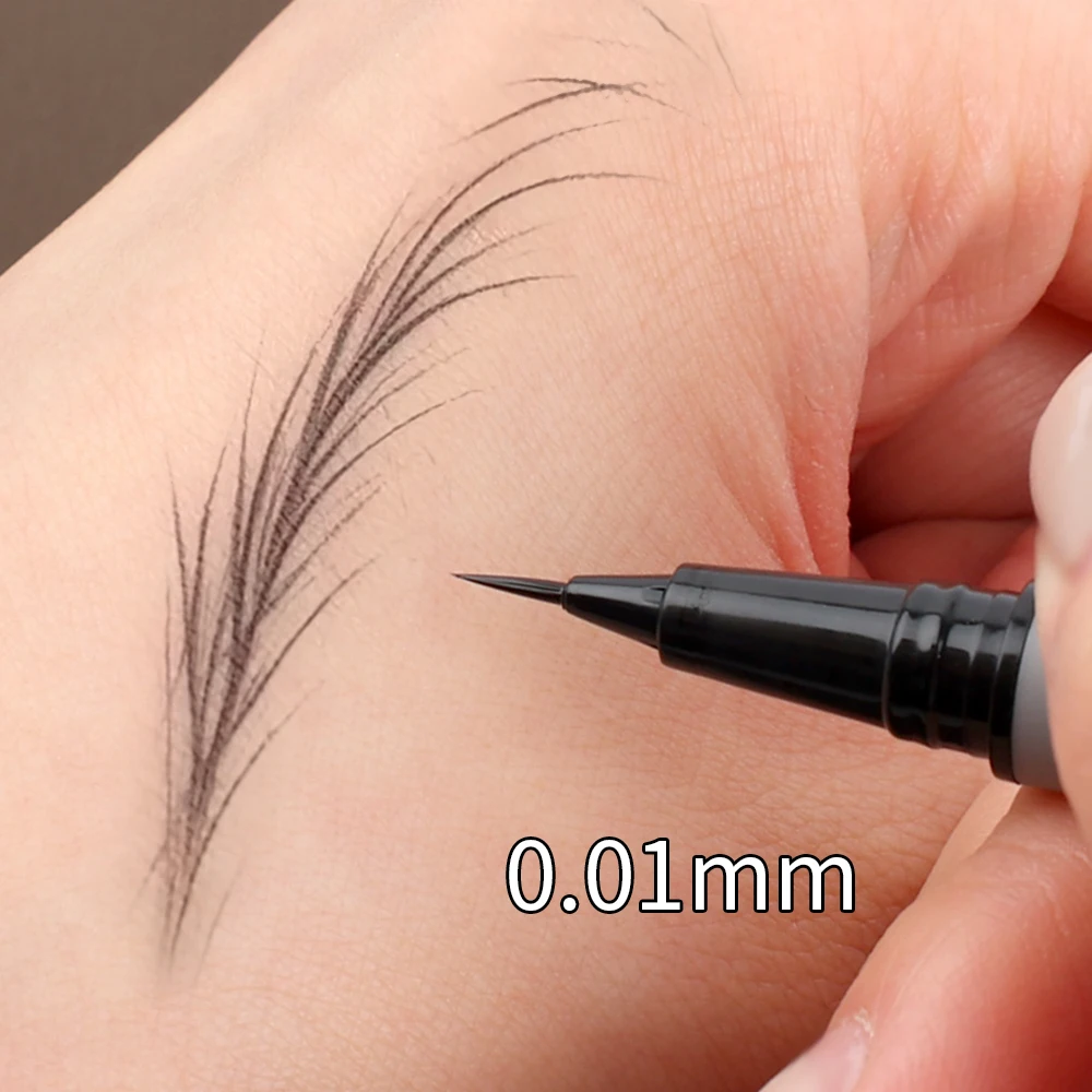 0.01mm Ultra Fine Eyebrows Pencil Waterproof Sweat-proof Liquid Eyebrow Pen Eyeliner Long Lasting Professional Eye Makeup Tools