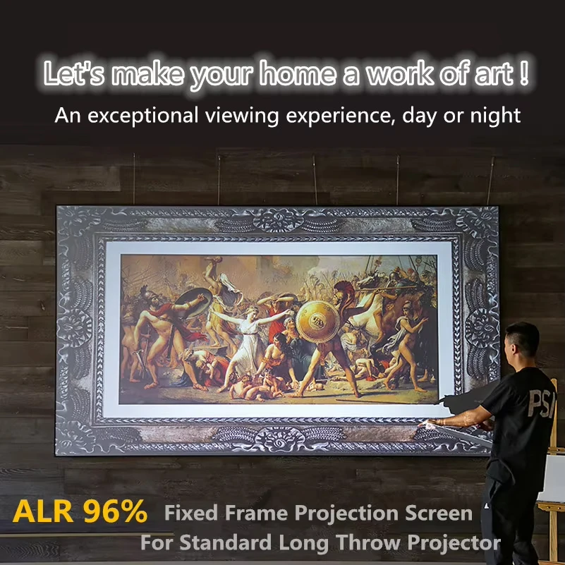100-200'' Ambient Light Rejection 8K Black Diamond/Crystal ALR Screen ALR Fixed Frame Projection Screen for Long Throw Projecor