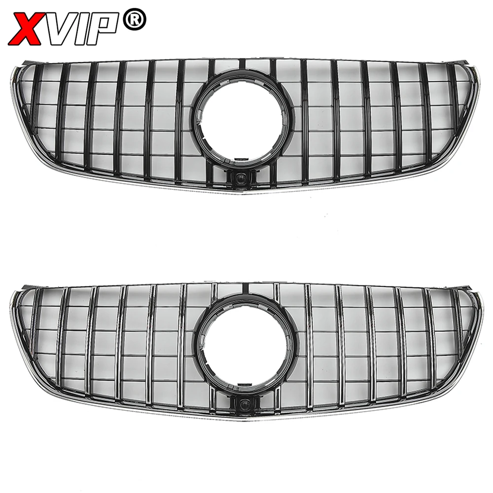 XVIP Glossy Black GTR Style Front Bumper Grille For Mercedes Benz V-Class W447 V250 V260 2016-2020 Chrome Diamonds Style Grilles