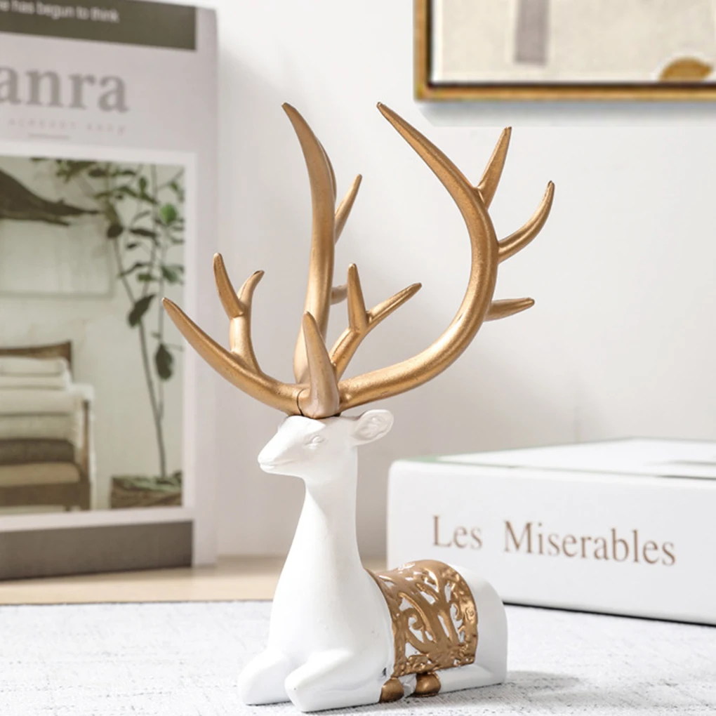 Luxury Deer Statue Reindeer Figurines Resin Elk Sculpture Living Room  Home Decor Christmas Decoration Tabletop Ornaments