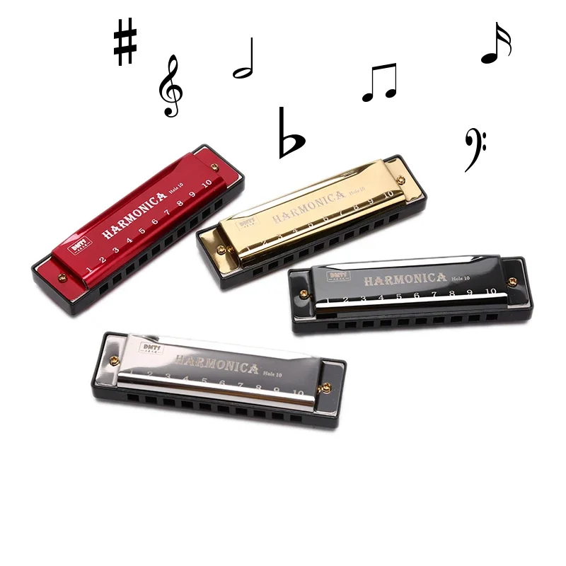 1PC Professional 10 หลุม Harmonica พร้อมกล่องปากออร์แกนโลหะเครื่องดนตรีสําหรับเด็กผู้ใหญ่เริ่มต้นของเล่นดนตรี