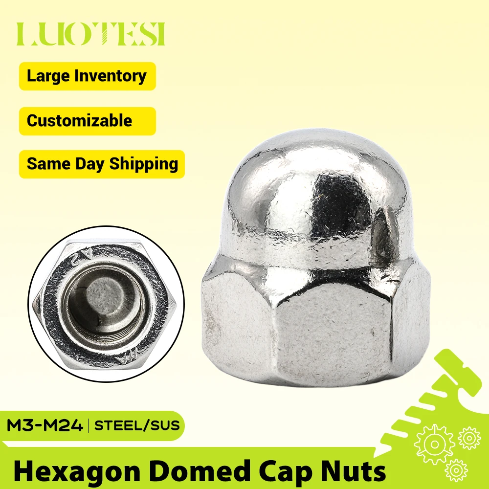 Tuerca hexagonal de copa, de acero inoxidable 201/304, chapada en zinc/níquel, M3 M4 M5 M6 M8 M10 M12 M14 M16 M18 M20, tuerca decorativa de copa.