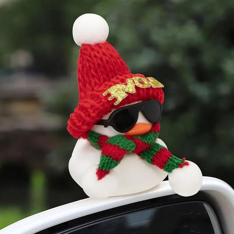 Car Rubber Ducks Squeeze Duck Car Dashboard Decorations With Scarf Headband Rubber Car Dashboard Decorations For Christmas Room