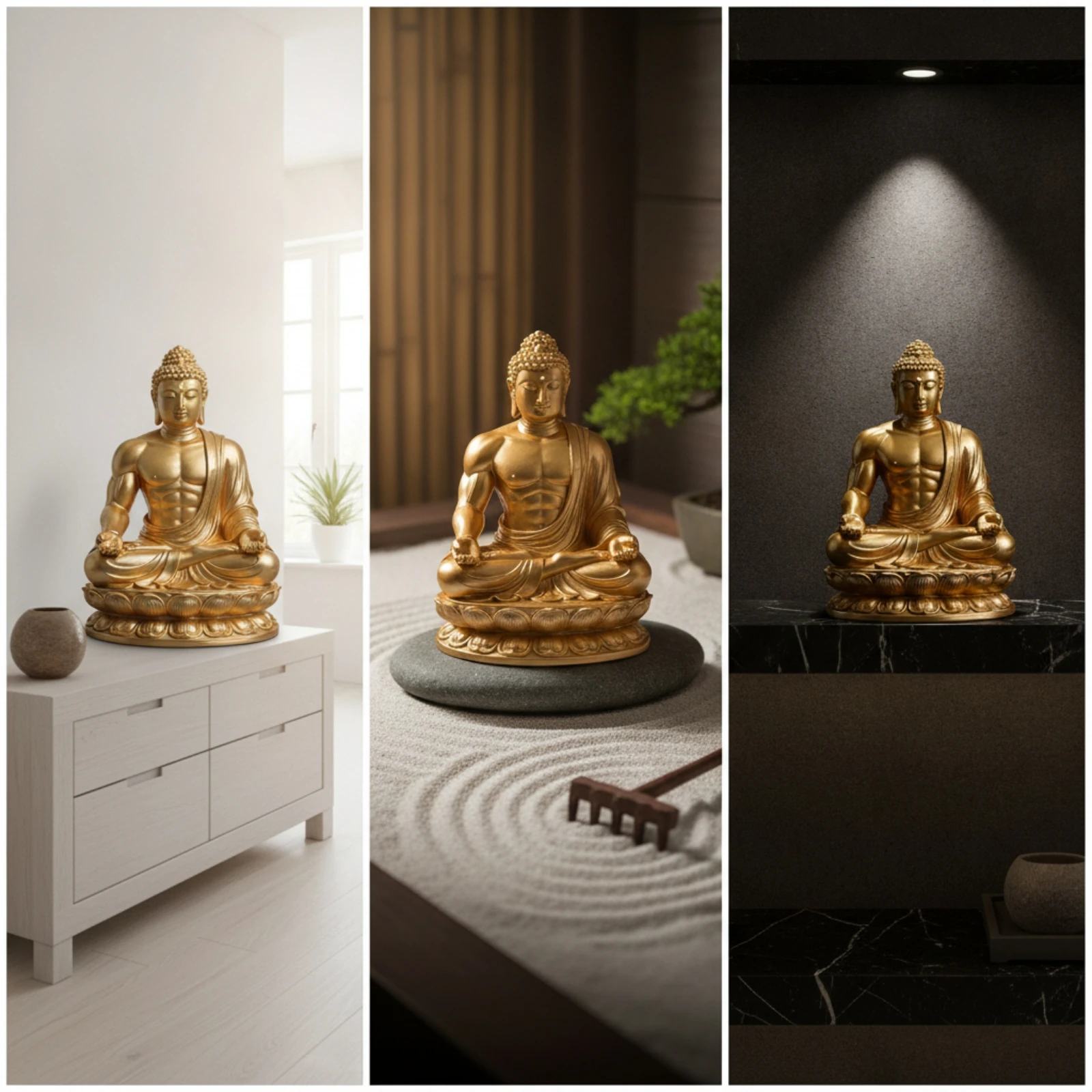 Picture 6: Statue with Lotus Pedestal Compact Meditating Buddha Statue Buddha Figurine Peaceful Zen for Desk, Meditation Corner