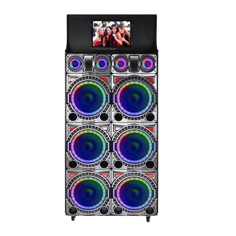 Wooden Stage Karaoke PA Trolley Woofer Black Dj Speaker Portable AC Party Speaker 300 Watts Audio Speaker Sonic 250 Watts