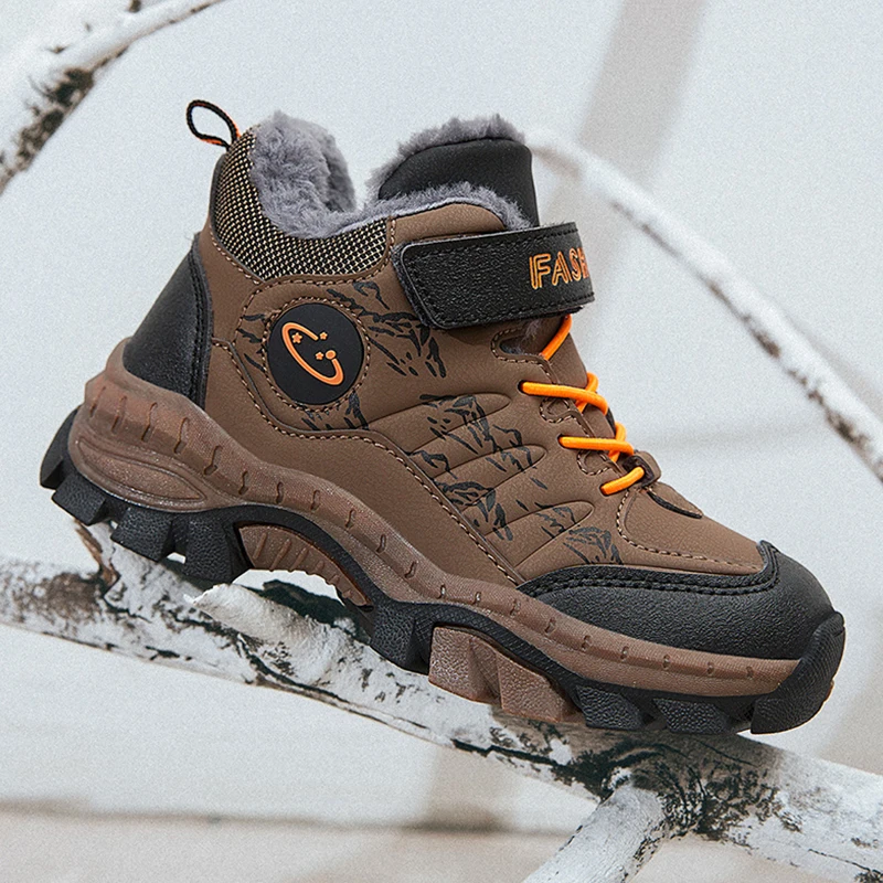 Waterproof Winter Snow Boots for Boys Non-Slip Warm Ankle Shoes Kids Outdoor Trekking Hiking Sneakers Children's Fashion Boots