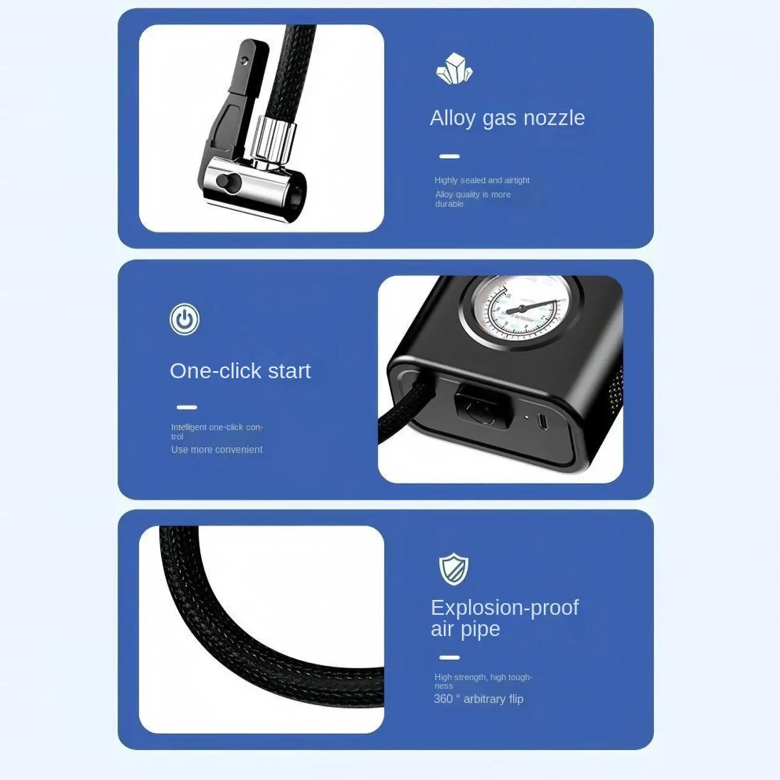 Portable Air Pump Portable Cordless Low Noise With Pressure Gauge Car Air Pump For Bicycle Tire Sports Ball Inflatable Mattress