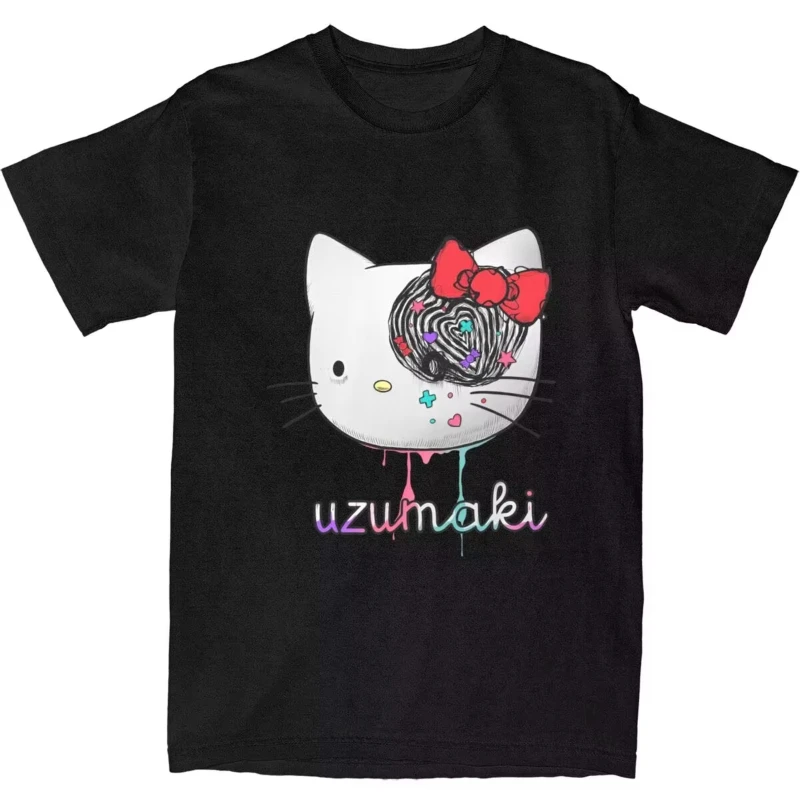 

MINISO Негабаритная футболка Junji Ito x Hello Kitty Хлопковая футболка Модные футболки для мужчин Лето Y2K Веселые повседневные топы с короткими рукавами