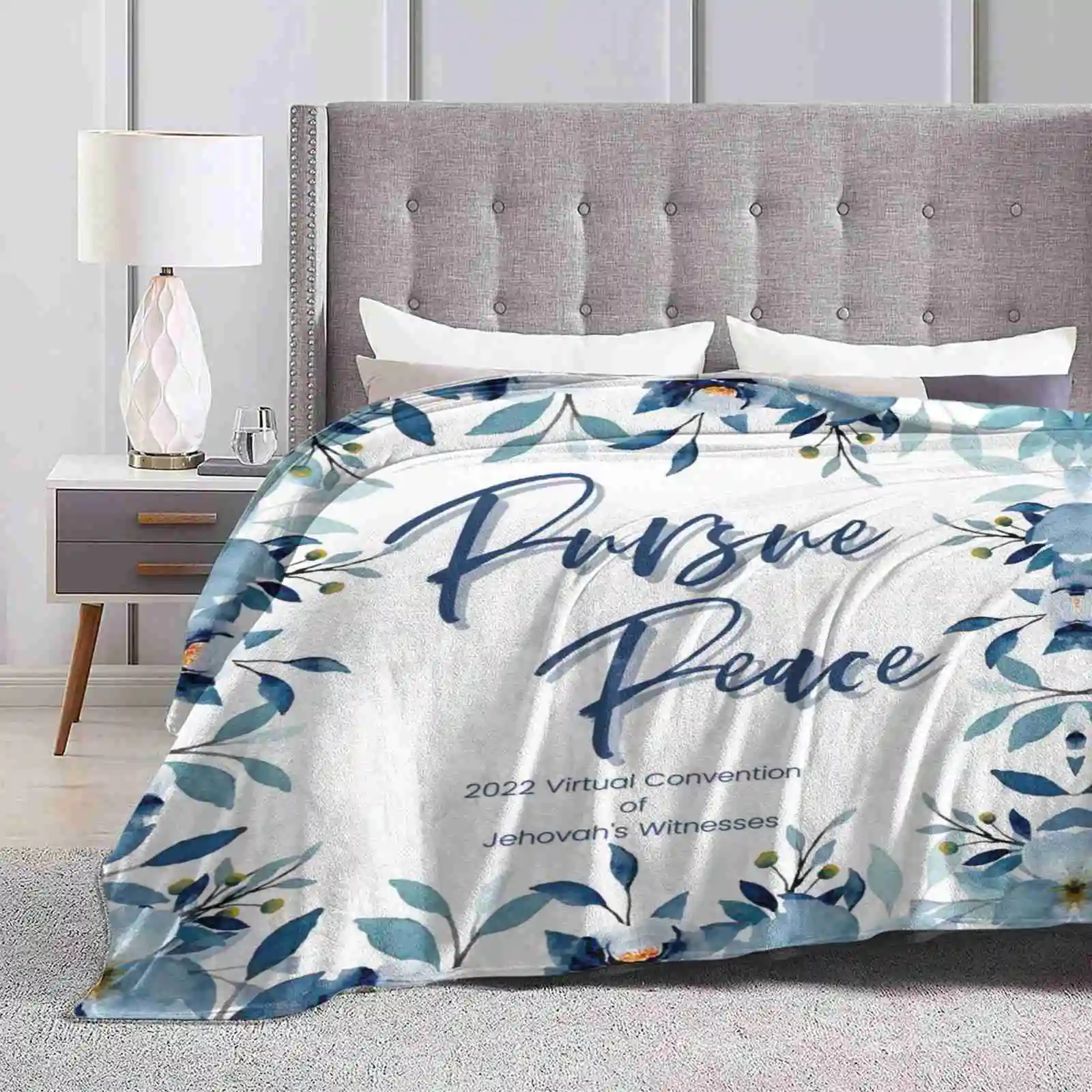 Pursue Peace | Blue Flowers New Arrival Fashion Leisure Warm Flannel Blanket Pursue Peace Blue Flowers Convention Jehovahs