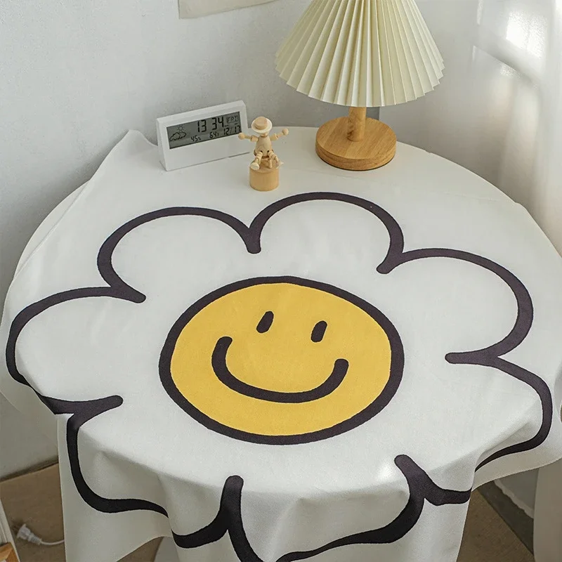 Tapiz colgante de flores y sonrisa para pared, decoración de fondo para habitación, fiesta de cumpleaños, dormitorio