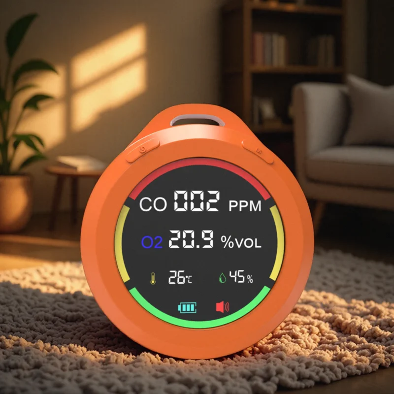 

Portable metal oxygen concentration detector New outdoor camping USB charging carbon monoxide temperature and hygrometer
