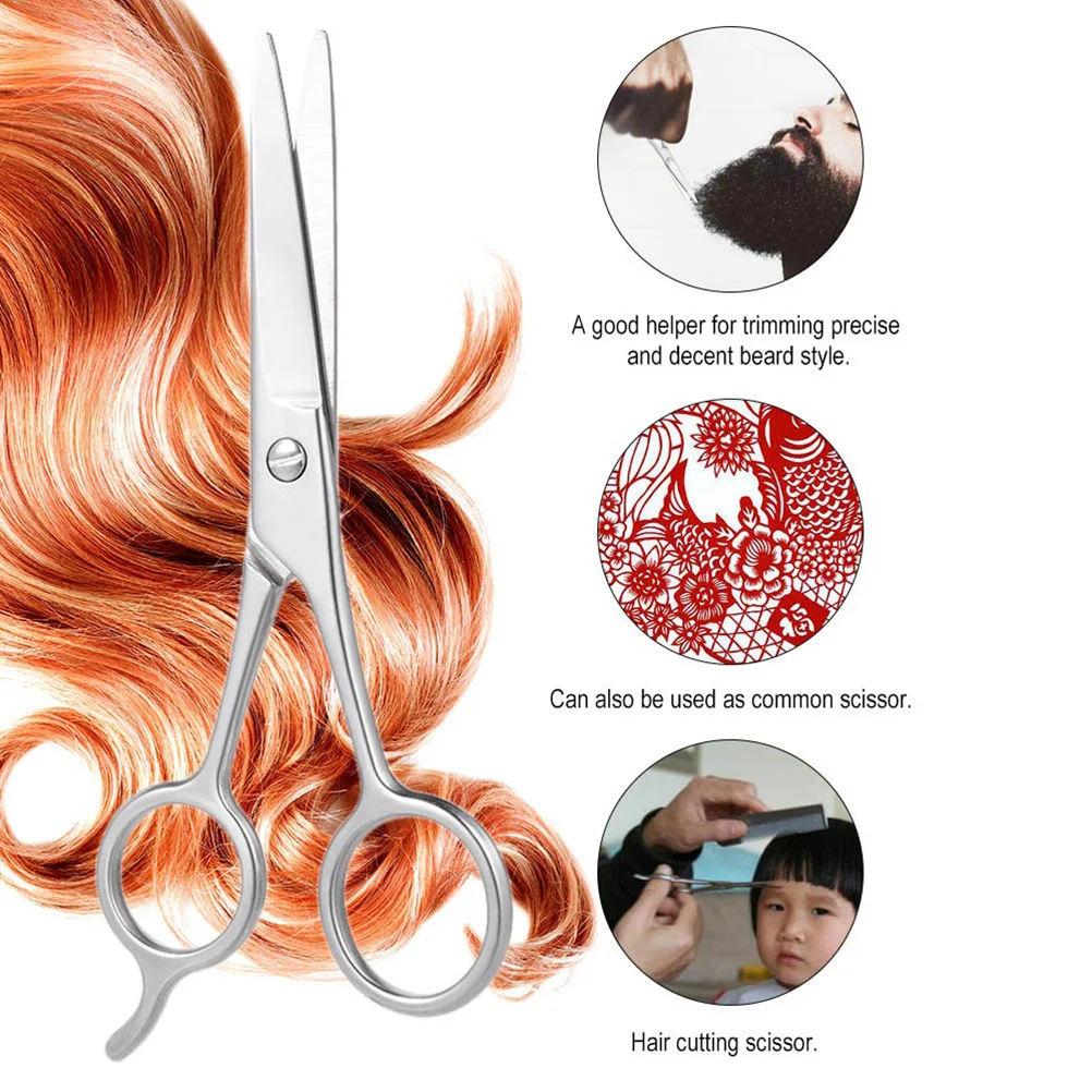 

Silver Stainless Steel Beard Scissors Professional Hairdressing Tool Practical Grooming Accessory for Men Daily Use