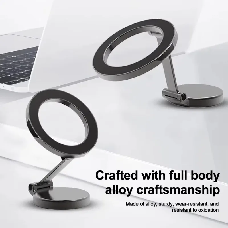 Magnetic Car Phone Holder Foldable Dashboard Mount One Hand Operation 360° Rotation for All Smartphones GPS Driving Use