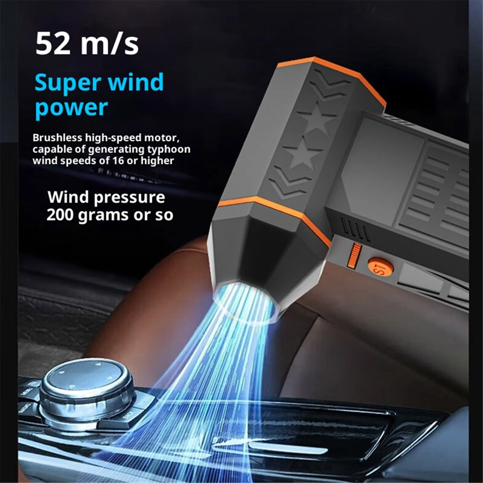 Thermal Snow Blower Rechargeable High-Powered Turbine Blower IPX4 Waterproof Cordless Turbo Fan for Car Windshield Defrost