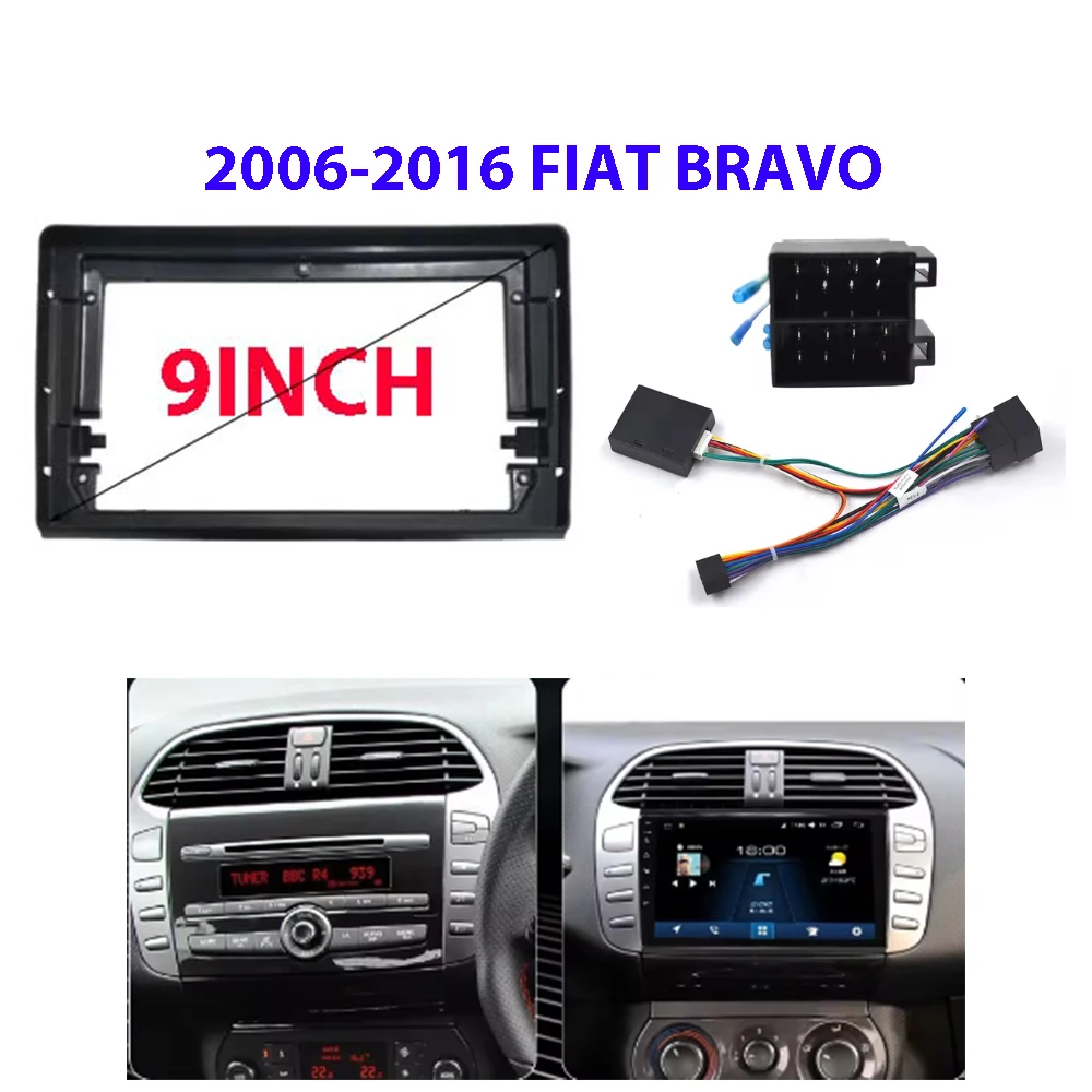 9 Inch Car For FIAT Bravo 2006-2016 Fascia Radio Panel Dash Kit Install Facia Console Bezel Adapter Plate Trim Cover Frame