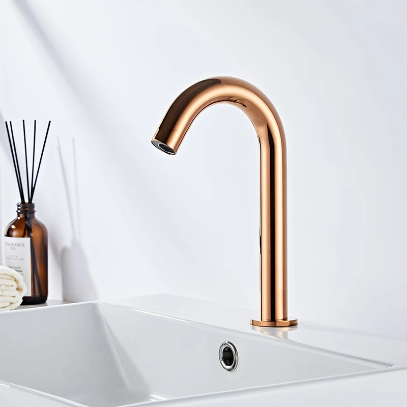 Rose gold sensing faucet, fully automatic intelligent single cold and hot sensing all copper infrared water dispenser, hand