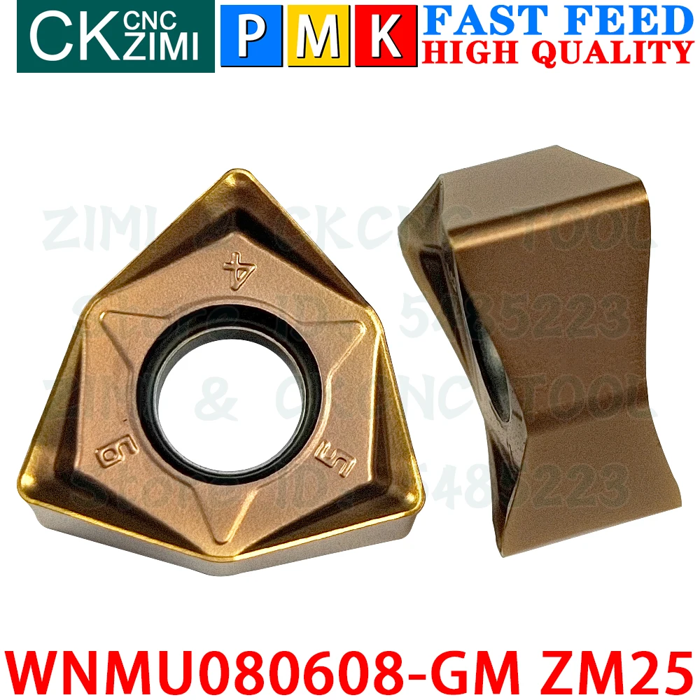 WNMU080608-GM ZM25 WNMU 080608 GH ZM25 Твердосплавная пластина Фрезерная пластина с быстрой подачей Инструмент с ЧПУ Индексируемые тяжелые фрезерные инструменты для стали Нержавеющая сталь