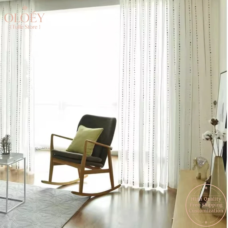 Nordic INS Style Modern Simple Sheer Curtain Voile for Living Room Bedroom Bay Window White Sheer Balcony Light Filtering Drapes