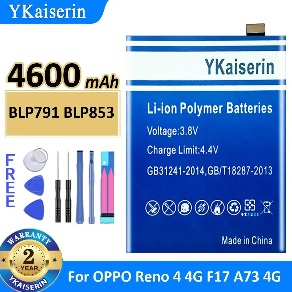 

Высокопроизводительный аккумулятор для мобильных телефонов Oppo Reno 4 4G, F17, A73 4G, 4600 мАч, BLP791, BLP853, с длительным сроком службы