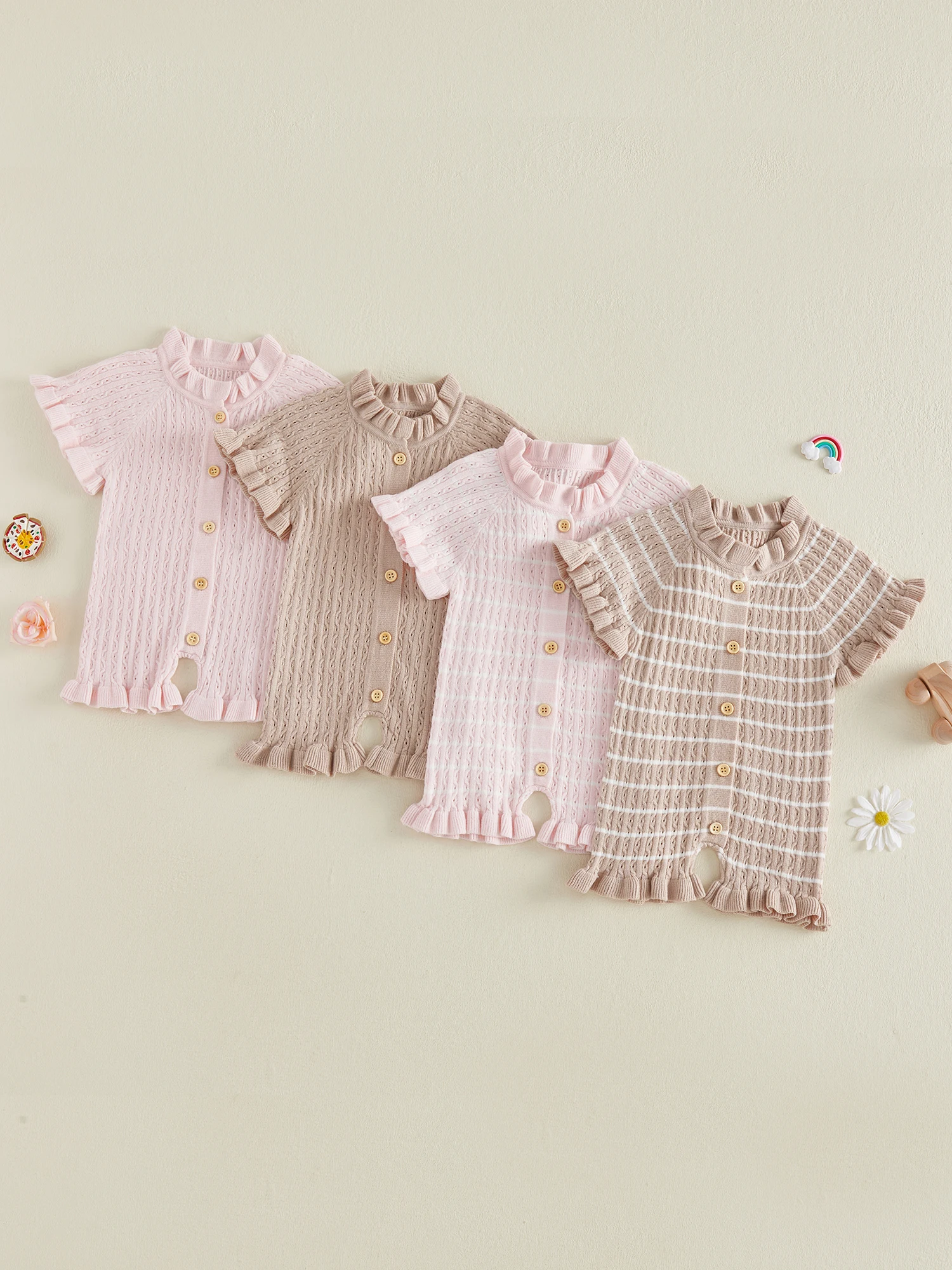 

Детский комбинезон без рукавов с цветочным принтом, бантом и застежкой на кнопках, милый летний комбинезон для девочек, боди для малышей