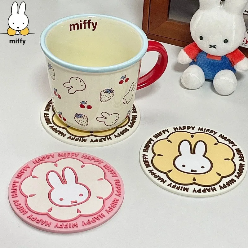

New Kawaii Miffy Cup Mat Cute Insulated Anti Slip Tea Cup Mat High Beauty Water Cup Desktop Mat Children's Toy