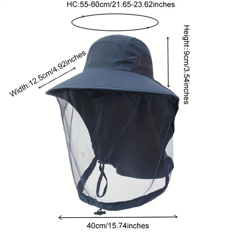 Unisex Foldable Mosquito Hat With Hidden Net Mesh Repellent Insect Bee Protection Casual Outdoor Sunscreen Fishing Cap