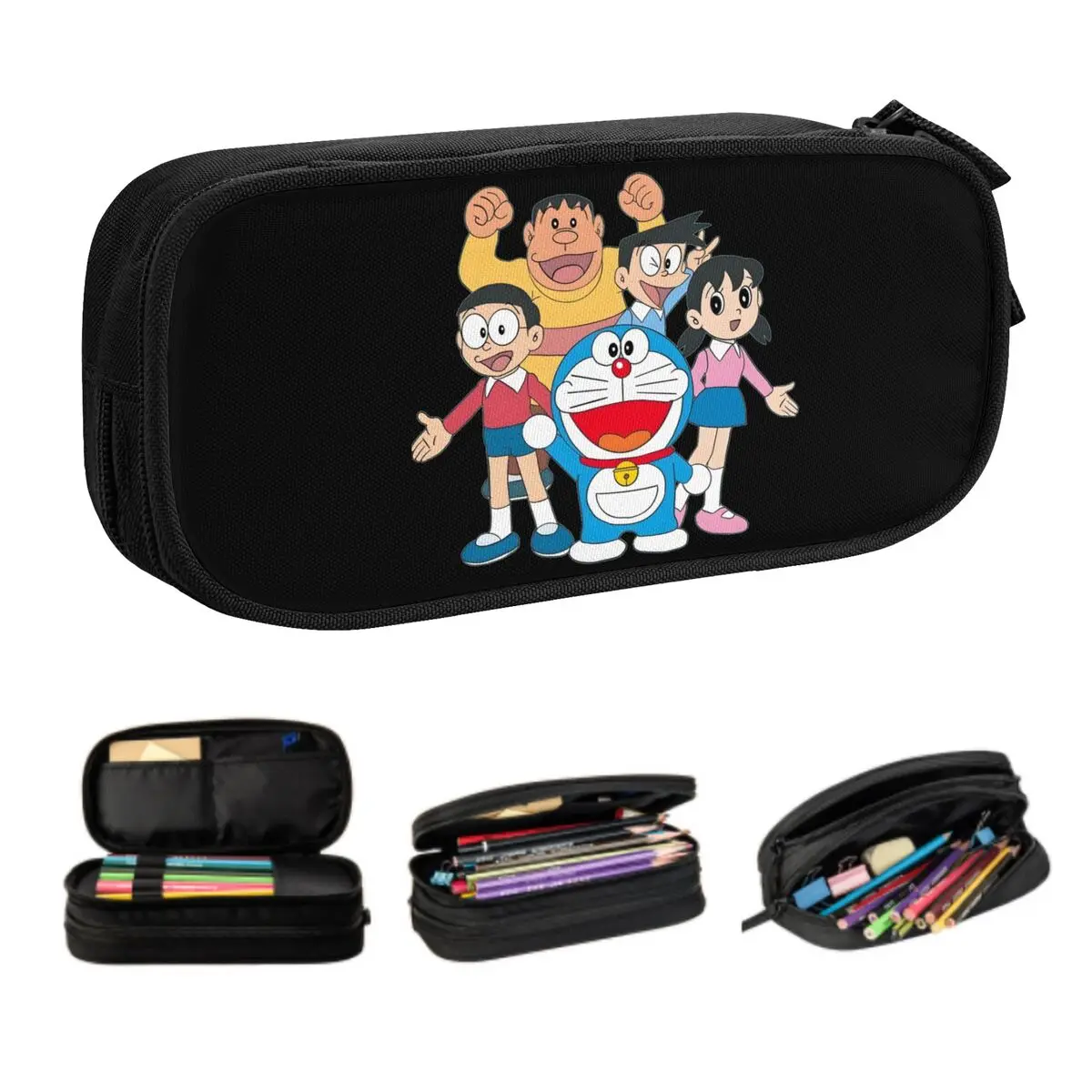Estuches de Lápices Personalizados de Doraemon y sus Amigos, Lindos Estuches de Gran Capacidad para Niños y Niñas, Bolsa de Lápices de Animación, Material Escolar para Estudiantes