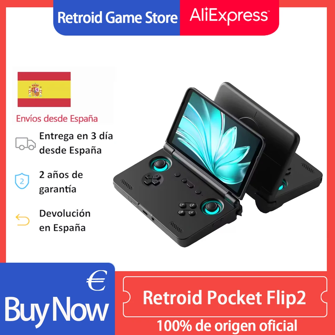Consola de juegos portátil Retroid Pocket Flip2 Android SD865 5,5 "1080p OLED WiFi6 con basculante de pasillo… — oferta en AliExpress