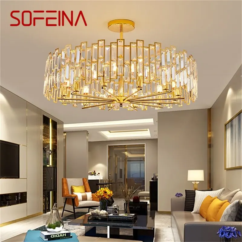 

SOFEINA Gold Chandelier Fixtures Modern Branch Crystal Pendant Lamp Light Home LED for Dining Room Decoration