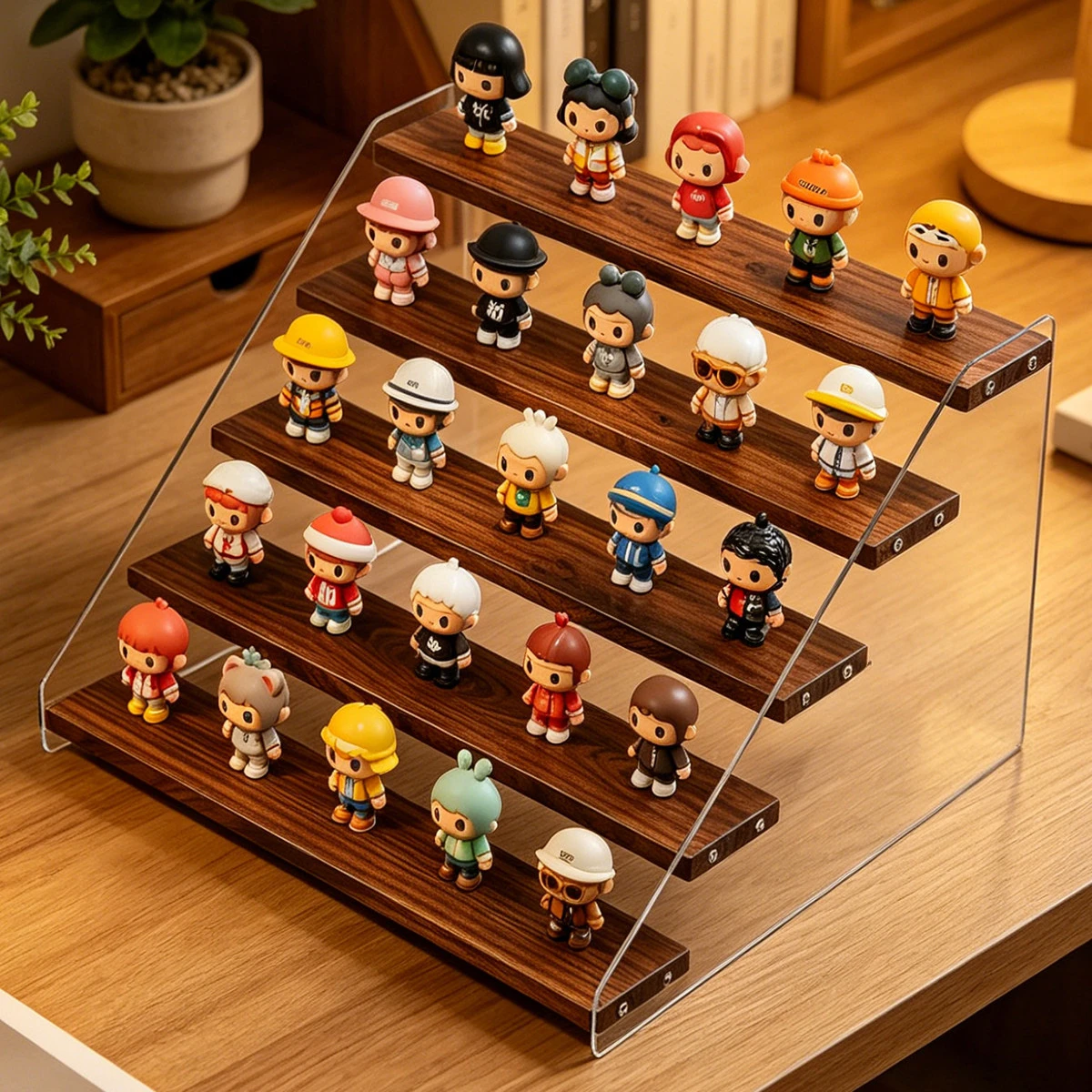 Clear Acrylic Stepped Display Stand – Tiered Organizer for Blind Box Figures, Cosmetics, Perfumes, and Collectibles