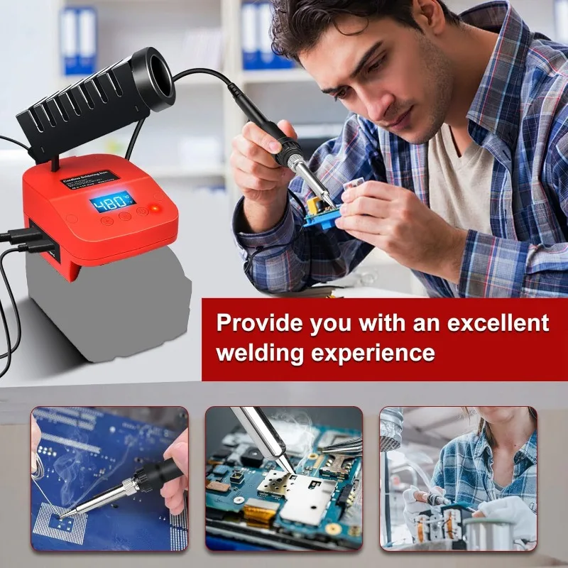 

Soldering Iron Station For Milwaukee M18 18V Battery Cordless Soldering Iron welding kit With Digital display USB Type-C port