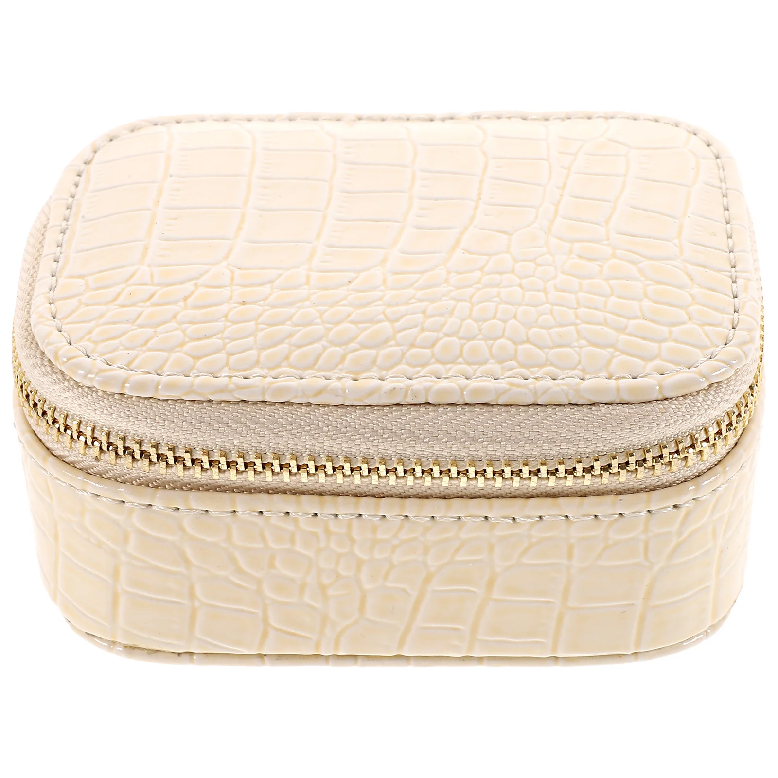 Kompakte Reise-Schmuckschatulle, PU-Material, Reißverschluss-Design, kleiner tragbarer Schmuck-Organizer, Aufbewahrungskoffer für Frauen und Mädchen