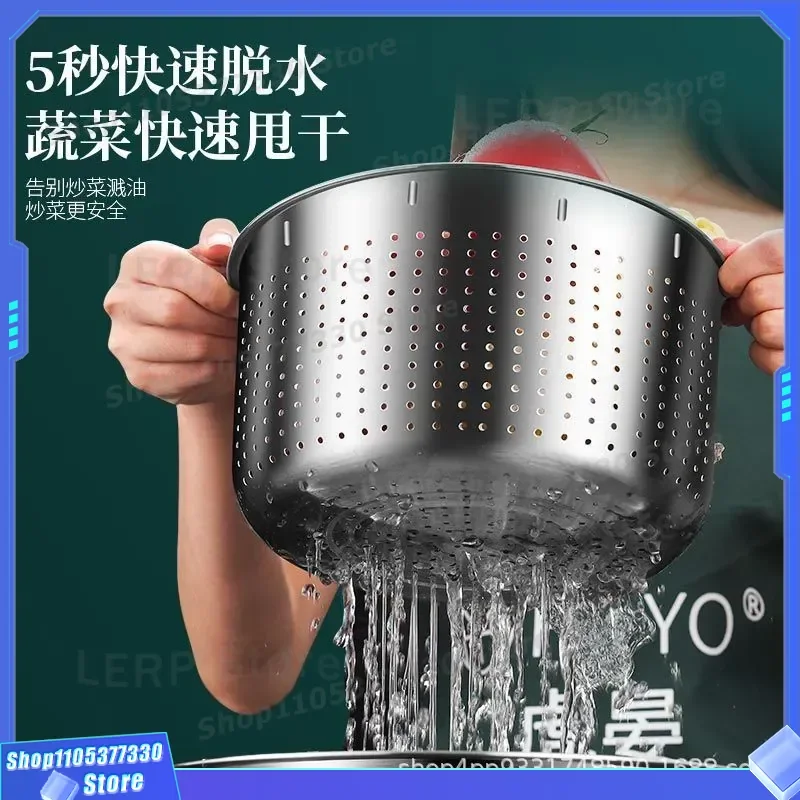 Stainless Steel Vegetable Dehydrator Fruit Dryer Kitchen Drain Basin Salad Spinner Household Food Dehydration Tool for Home