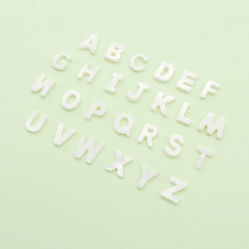

Exquisite Natural Shell Beads Carved A-Z 26 Alphabet Mother of Pearl Shell Letter Beads for Jewelry Making Necklace Accessories