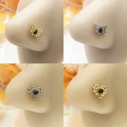 Gothic Nose Rings for Women Halloween Nose Studs 20G Stainless Steel L-Bend Pin Heart Cubic Nose Piercing Jewelry Body Jewelry