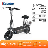 iScooter F2 City Electric Scooter 500W Electric Scooter 10 Inch Pneumatic Tire 36V 7.8AH Battery Adult Electric Scooter