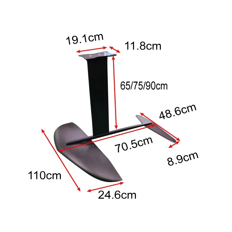 محلق مائي مع جناح كربوني وصاري ألومنيوم، لوح ركوب الأمواج من ألياف الكربون، مجداف هيدروفويل لركوب الأمواج #4