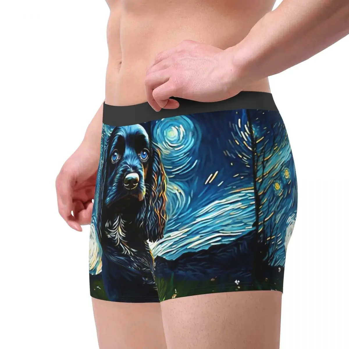 Трусы-боксеры, шорты-кокер-спаниель, трусики со звездной ночью, мужское удобное нижнее белье для мужчин, подарки бойфренду