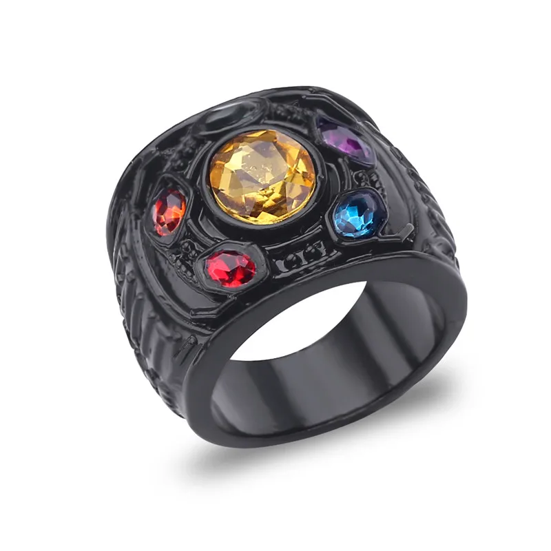 Marvel The Avengers Thanos Ring for Men, Luxury Black Charm Accessories, Metal Rings, Cosplay Fashion, Simple Jewelry