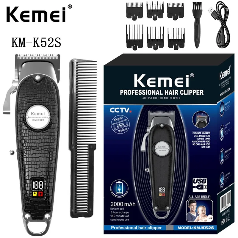 

kemei km-k52s 2022 Hot Sale High Quality Fast Charging hair trimmer for men makina de afeitar hombre trimmer kemei