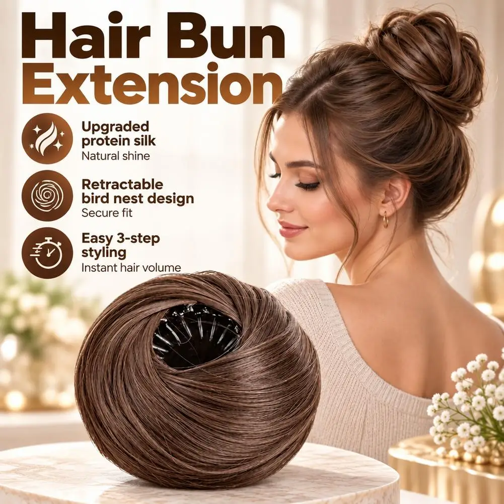 Bird Nest Hair Bun Extension Adjustable Claw Chignon Synthetic Protein Silk Fiber Messy Bun Hair Piece for Women Hairstyle