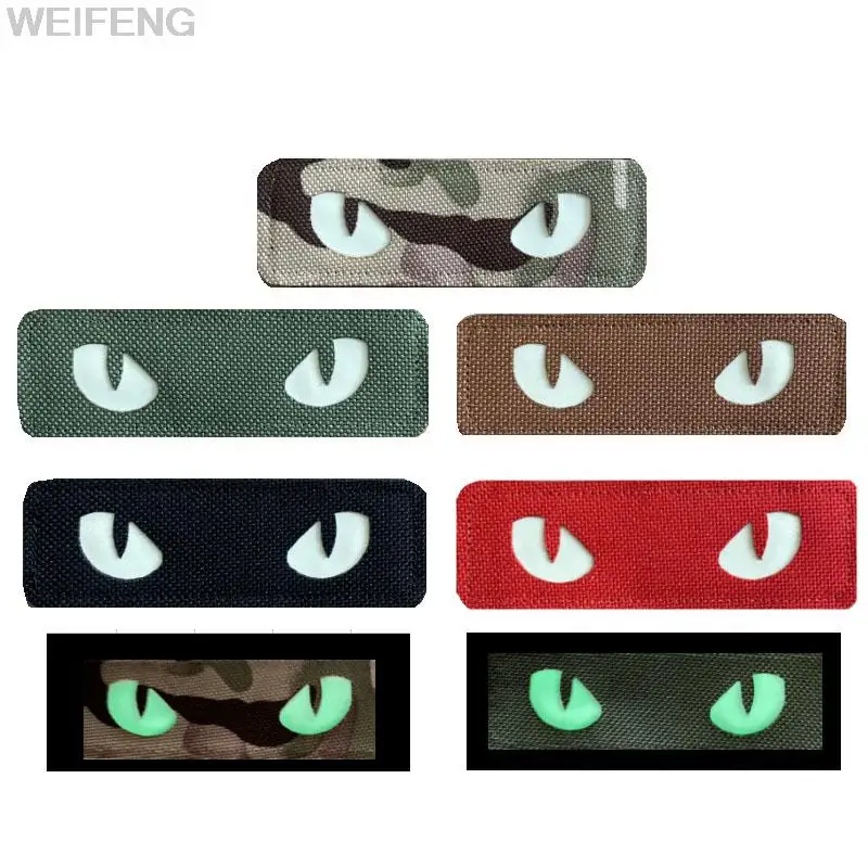 1/2PCS Cat Eyes Tactical Patch Military Combat Glow In Dark GITD Tag Applique Badge For Helmet Bag Jacket Uniform